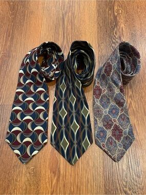 BILL BLASS Neck Tie Lot of 3 Multicolor Black Label Geometric Paisley 100% Silk
